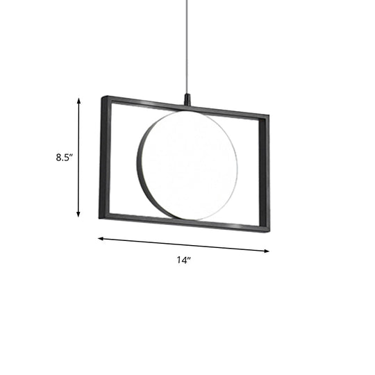 Modern Black Metal Led Pendant Hanging Light Horizontal/Vertical Suspension Fixture
