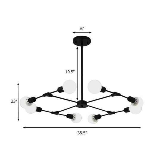 Industrial Style Metallic Black/Gold Chandelier Ceiling Light Fixture - 6/8 Lights For Bedroom