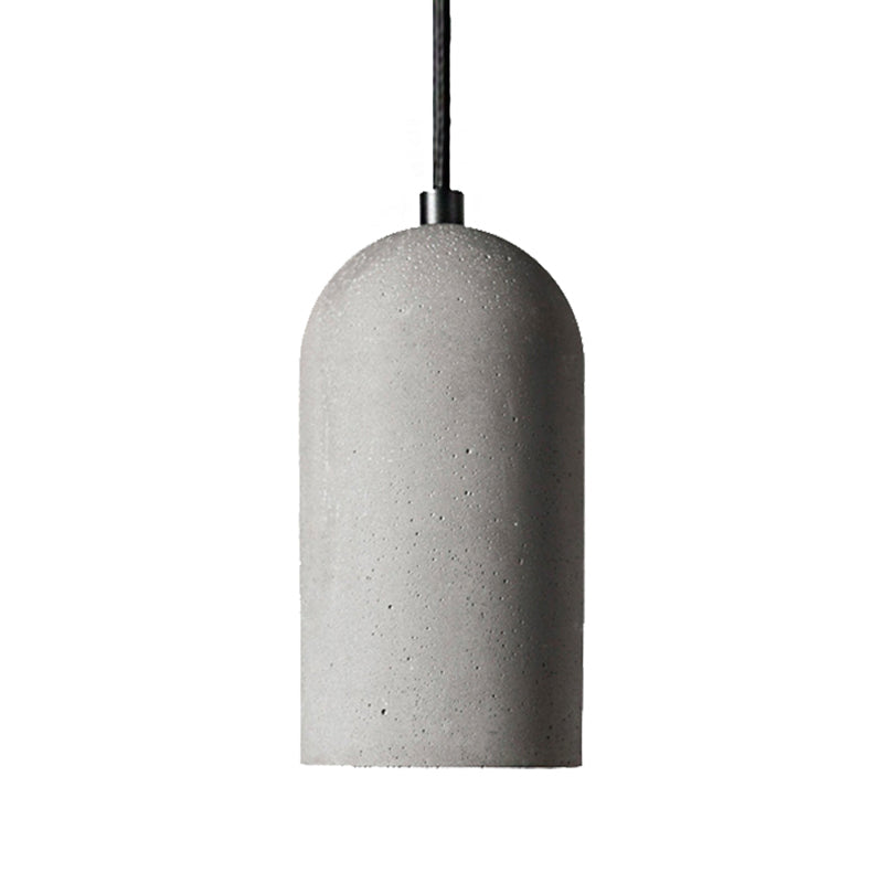Antique Style Gray Cement Pendant Light With Cylinder Shade - Ideal For Living Room