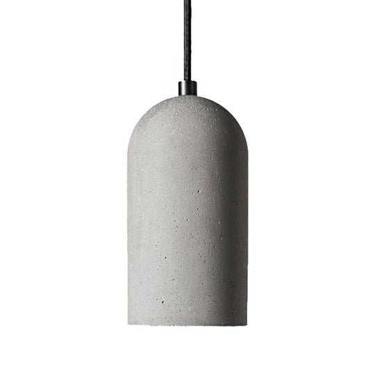 Antique Style Gray Cement Pendant Light With Cylinder Shade - Ideal For Living Room