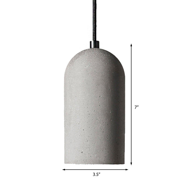 Antique Style Gray Cement Pendant Light With Cylinder Shade - Ideal For Living Room