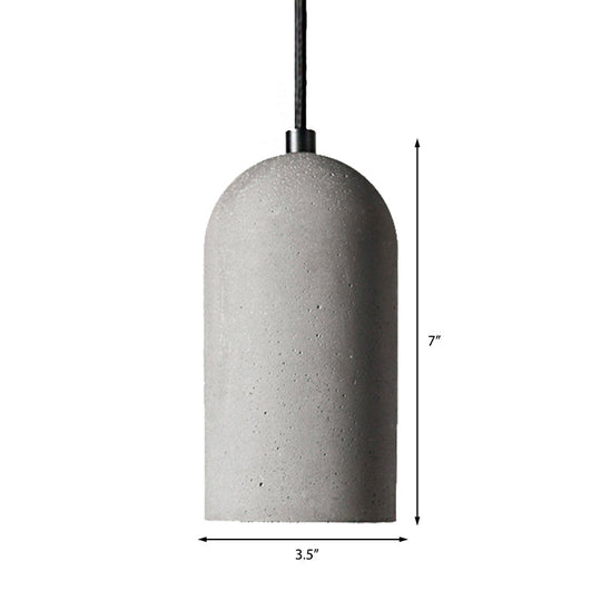 Antique Style Gray Cement Pendant Light With Cylinder Shade - Ideal For Living Room