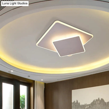 16/19.5 Creative Flush Mount Light With Overlapping Design - Modern Acrylic Round/Square/Triangle