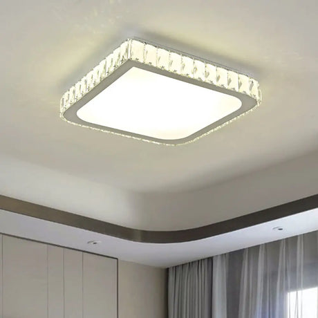 16’/19.5’ Crystal Flushmount Led Ceiling Light - Minimalist Square Design White / 16’