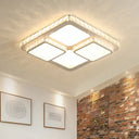 16’/19.5’ Minimalist Crystal Block Led Ceiling Lamp In Warm/White Light White / 16’