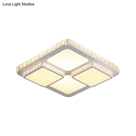 16’/19.5’ Minimalist Crystal Block Led Ceiling Lamp In Warm/White Light