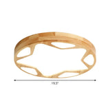 16/19.5 Minimalist Wood Led Ceiling Light With Star Design In Warm/White/Natural - Beige Flush Lamp