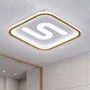 16’/19.5’ Modern Black/Gold Led Flush Mount With Warm/White Light And S - Shaped Design - Metal