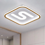 16’/19.5’ Modern Black/Gold Led Flush Mount With Warm/White Light And S - Shaped Design - Metal