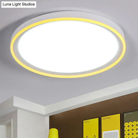 16’/19.5’ Nordic Metal Round Flush Light With Acrylic Shade - White/Pink/Yellow Led Ceiling