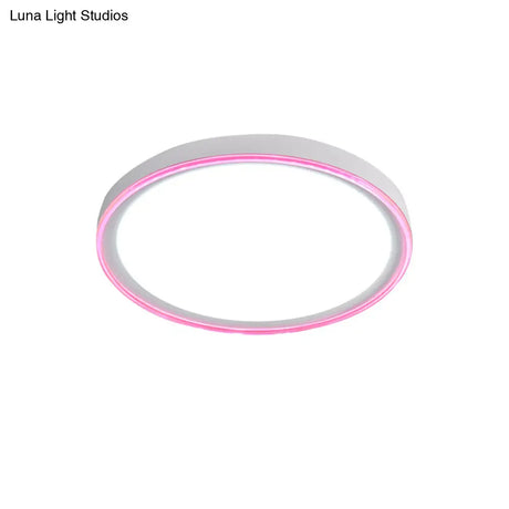 16’/19.5’ Nordic Metal Round Flush Light With Acrylic Shade - White/Pink/Yellow Led Ceiling