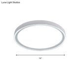 16’/19.5’ Nordic Metal Round Flush Light With Acrylic Shade - White/Pink/Yellow Led Ceiling
