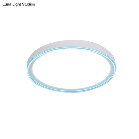16’/19.5’ Nordic Metal Round Flush Light With Acrylic Shade - White/Pink/Yellow Led Ceiling