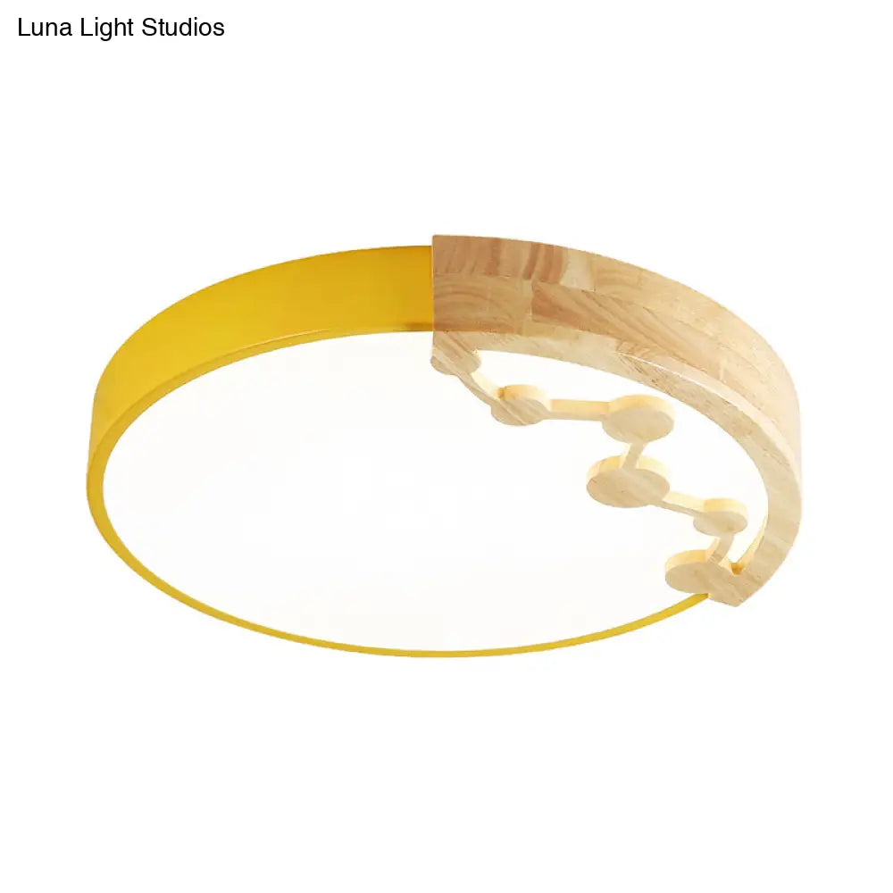 16’/19.5’ W Led Living Room Ceiling Light With Pink/Yellow/Blue Metal Shade In Warm/White