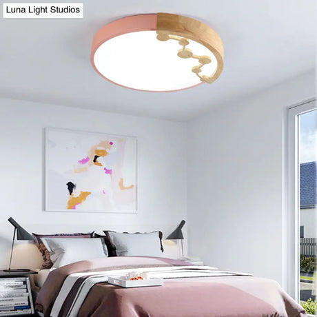 16’/19.5’ W Led Living Room Ceiling Light With Pink/Yellow/Blue Metal Shade In Warm/White