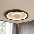 16’/19.5’ Wide Contemporary Black Tray Led Ceiling Lamp - Flush Mount Metal Lighting With
