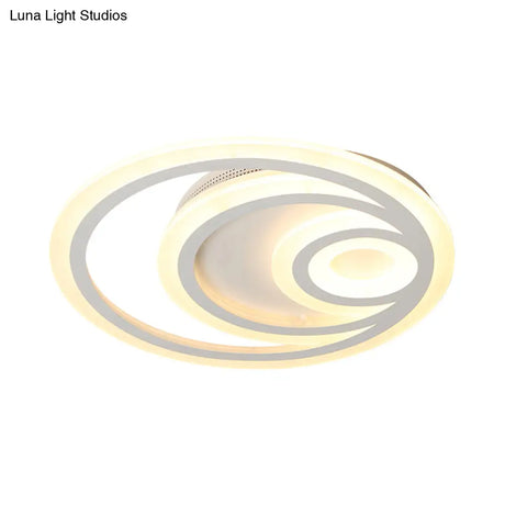 16’/19.5’ Wide Ripple Acrylic Flush Mount Led Ceiling Light Minimalist White Warm/White/3 -