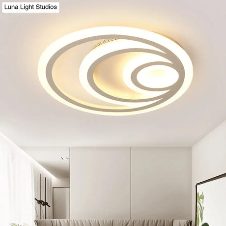 16’/19.5’ Wide Ripple Acrylic Flush Mount Led Ceiling Light Minimalist White Warm/White/3 -
