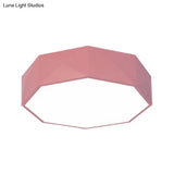 16’/20’ Dia Hexagon Macaron Acrylic Led Flush Mount Light For Girls Bedroom -