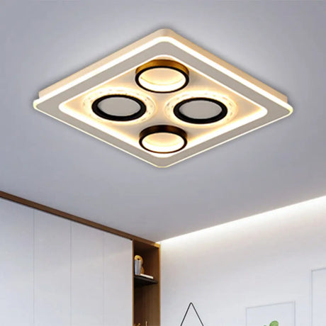 16.5’/20.5’ Nordic Squared Flush Lamp Led Ceiling Light Black & White 3 Color Options Black -