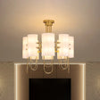 16-Light White-Gold Marble Chandelier: Elegant Drum Shaped Ceiling Suspension Lamp For Living Room