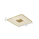 16 Modern Acrylic Led Flush Light Square/Rectangle Gold Finish White/Warm For Living Room