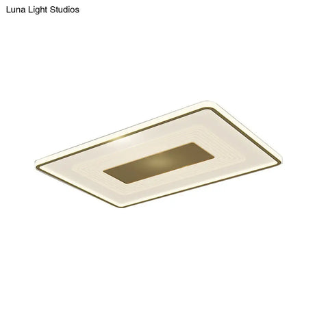 16’ Modern Acrylic Led Flush Light Square/Rectangle Gold Finish – White/Warm For Living Room