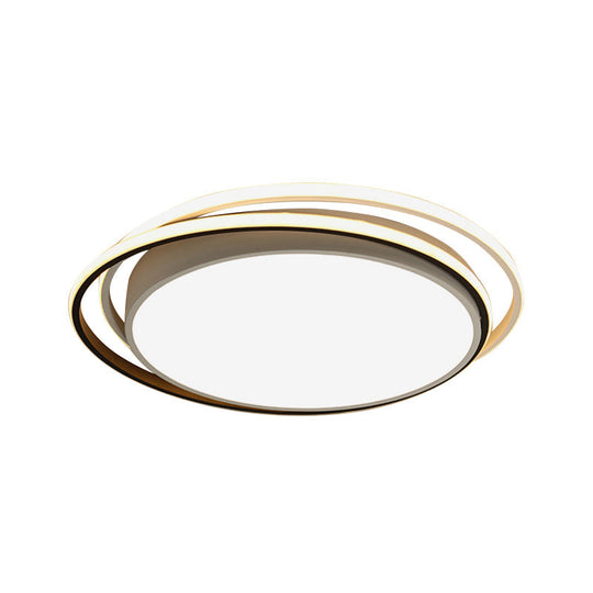 Modern Drum Flush Ceiling Light With Acrylic Diffuser - Integrated Led Black/White Ideal For