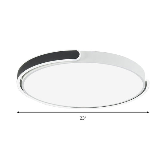 Modern Led Flush Ceiling Light With Acrylic Shade In Black/White/Champagne 15/19/23 Diameter -