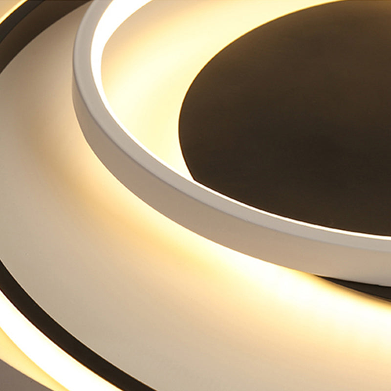 Modern Black Flush Ceiling Lighting Fixture - 18’/21.5’ Round Acrylic Led Light In Warm/White