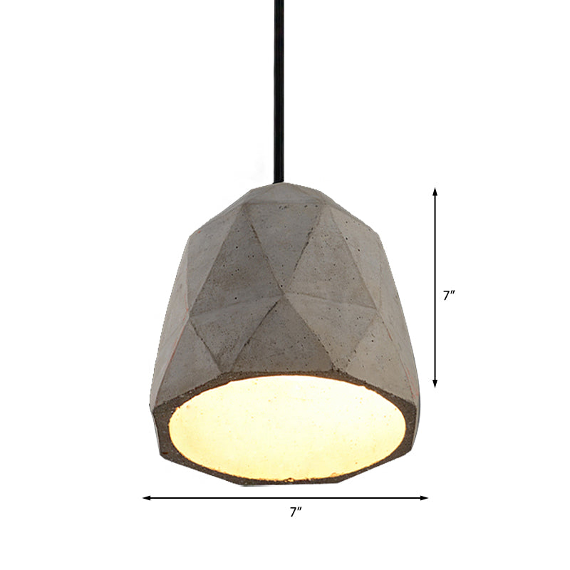 Vintage Cement Pendant Hanging Lamp: Bowl/Cylinder/Semi Circle Shape 1 Light Grey - Ideal For Dining