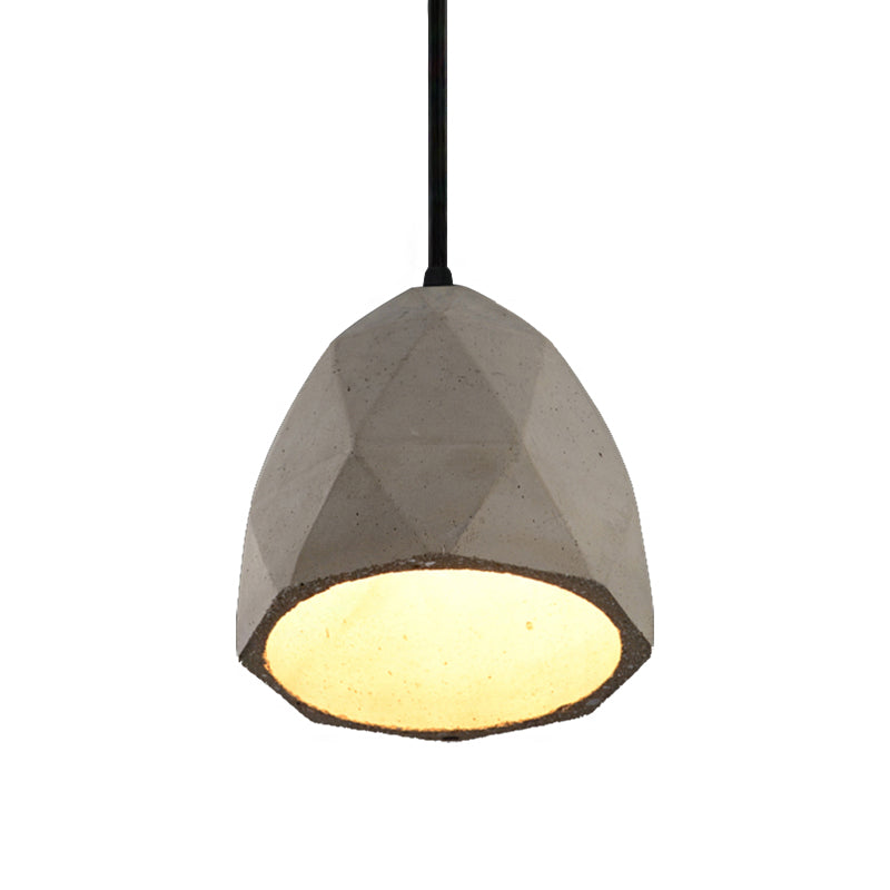 Vintage Cement Pendant Hanging Lamp: Bowl/Cylinder/Semi Circle Shape 1 Light Grey - Ideal For Dining