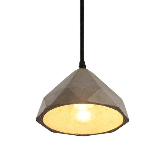 Vintage Cement Pendant Hanging Lamp: Bowl/Cylinder/Semi Circle Shape 1 Light Grey - Ideal For Dining