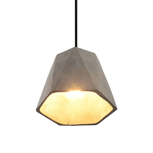 Vintage Cement Pendant Hanging Lamp: Bowl/Cylinder/Semi Circle Shape 1 Light Grey - Ideal For Dining