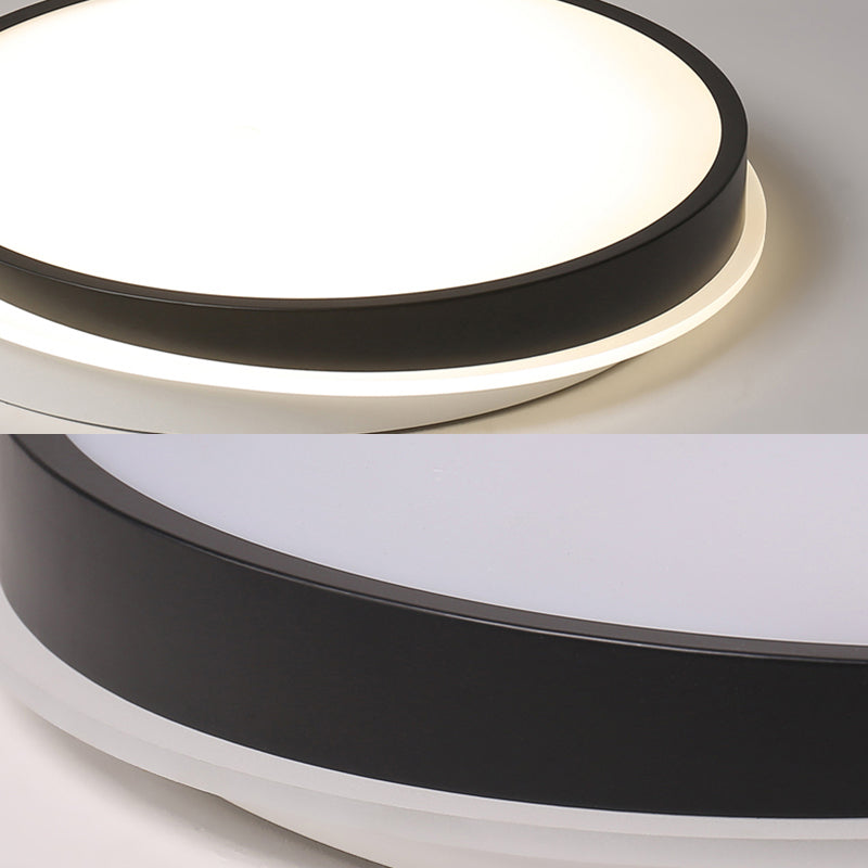 18’/23.5’ Dia Black Led Flush Mount Ceiling Light - Simple Metal Design With Acrylic Diffuser