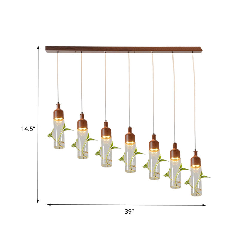 Antique Wine Bottle Cluster Pendant Ceiling Light - Metal Led With Multiple Bulbs Brown Finish