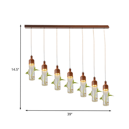 Antique Wine Bottle Cluster Pendant Ceiling Light - Metal Led With Multiple Bulbs Brown Finish