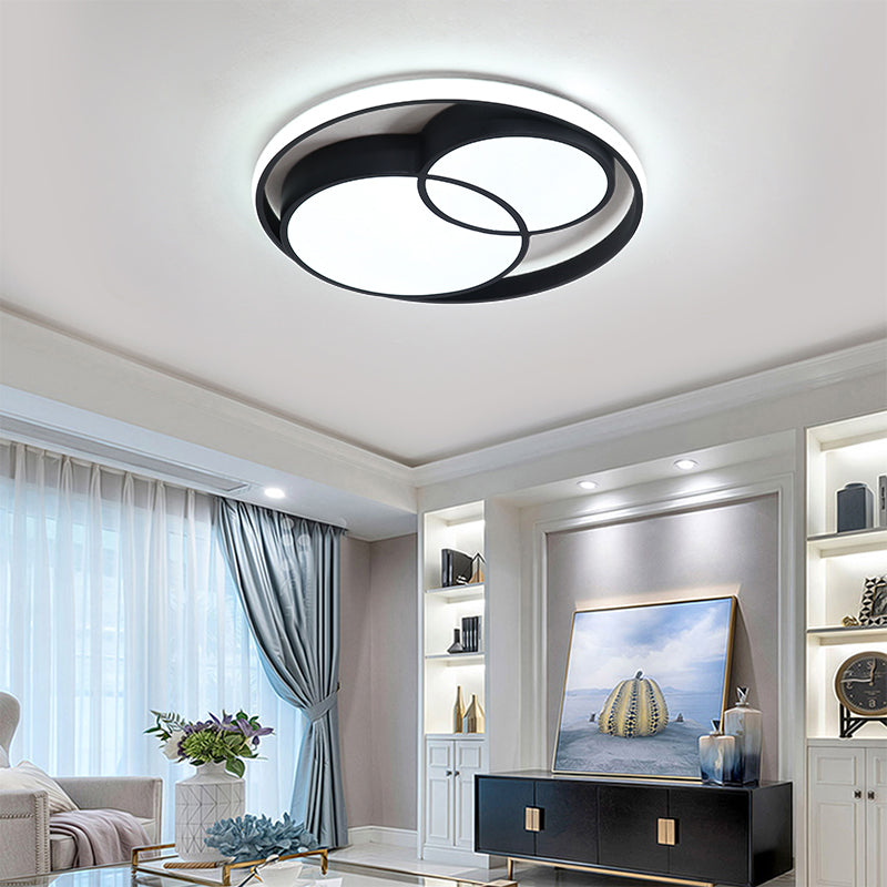 Modern Metal Black/White Circle Ceiling Flush Mount With Integrated Led For Bedroom Lighting Black