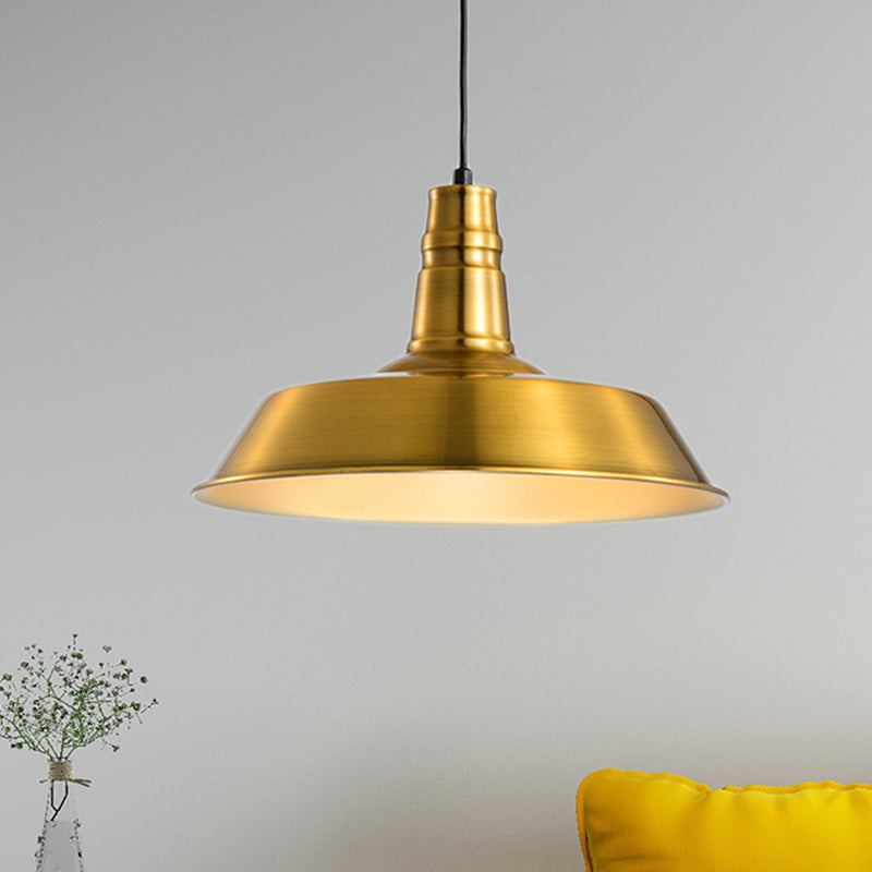 Industrial Metal Pendant With 1 Head - Barn Shaped Living Room Ceiling Fixture In Copper/Gold Hang