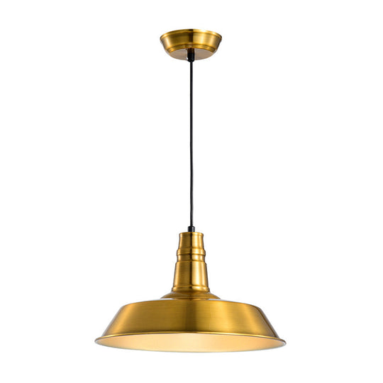 Industrial Metal Pendant With 1 Head - Barn Shaped Living Room Ceiling Fixture In Copper/Gold Hang