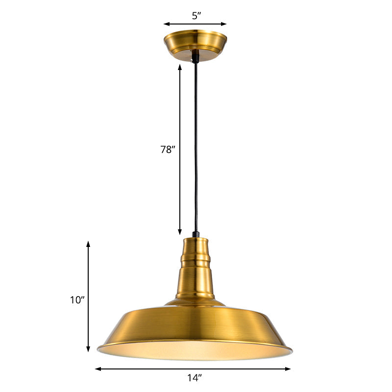 Industrial Metal Pendant With 1 Head - Barn Shaped Living Room Ceiling Fixture In Copper/Gold Hang