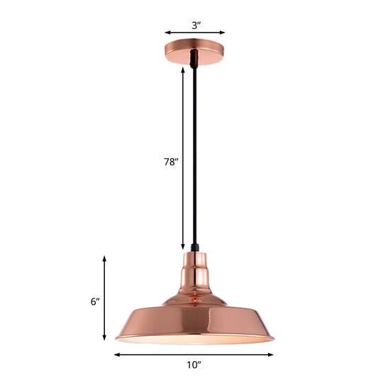 Industrial Metal Pendant With 1 Head - Barn Shaped Living Room Ceiling Fixture In Copper/Gold Hang
