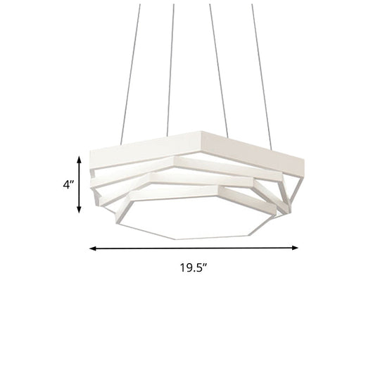 Hexagonal Metal Pendant Light - Contemporary Led Hanging Lamp For Dining Room. Available In Black Or