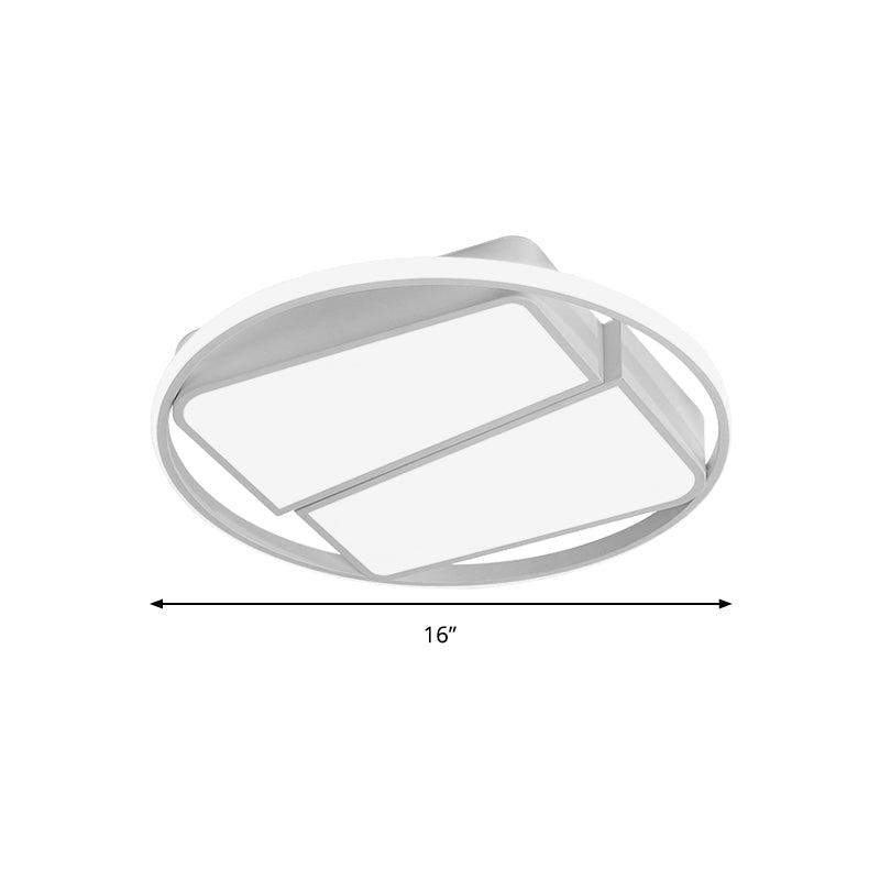 Modern Metal Black/White Led Ceiling Mount Light - 2-Trapezoid Design 16/19.5 Wide Flush Fixture For