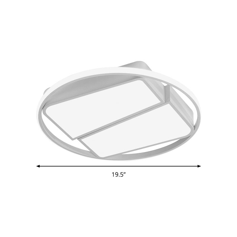 Modern Metal Black/White Led Ceiling Mount Light - 2 - Trapezoid Design 16’/19.5’ Wide Flush