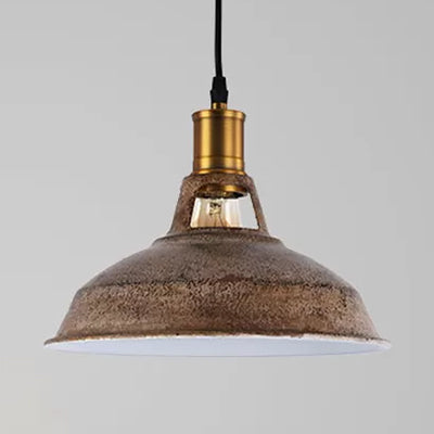 Rustic Copper/Beige/Rust/Gray Barn Pendant Light – Farmhouse-Wrought Iron 1-Light Fixture For
