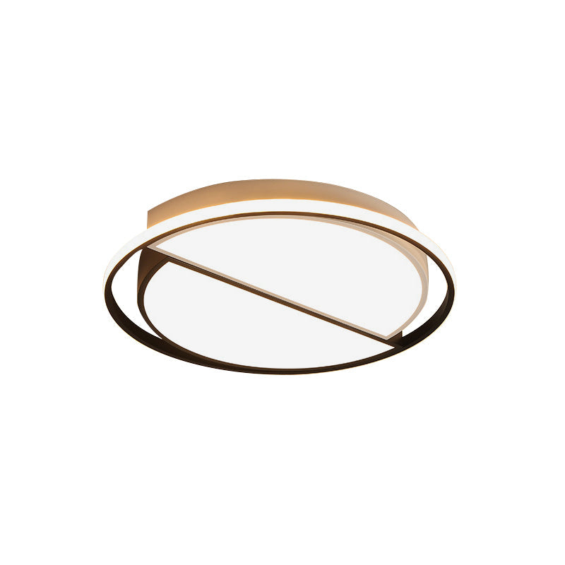 Contemporary Black Metal Flush Mount Lamp With Led Ceiling Fixture For Bedroom 2 Sizes Available