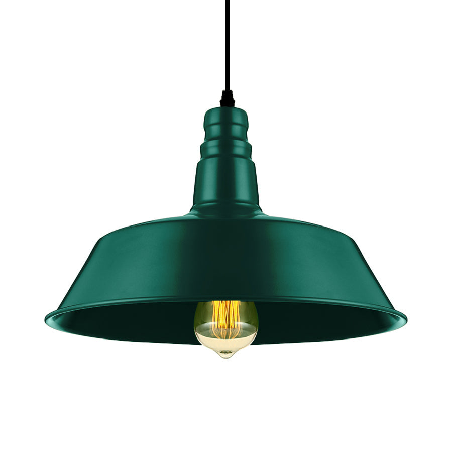 Industrial Style Metallic Pendant Lighting - 10’/14’ Wide Barn Living Room 1 Bulb Red/Green