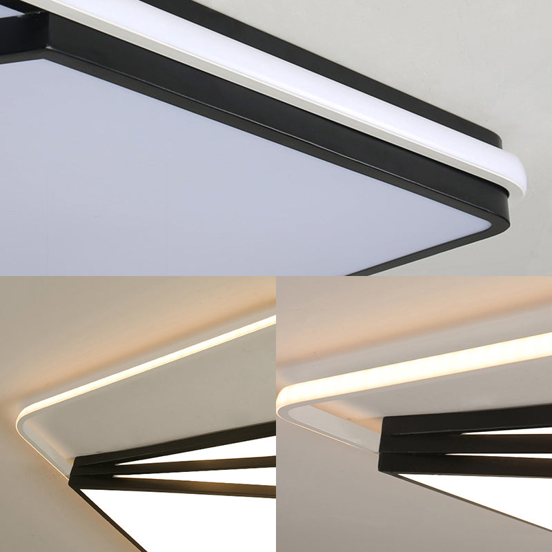 Modern Multi - Layer Flush Mount Ceiling Light - Metal Led Wide 18’/23.5’/35.5’ Black Bedroom