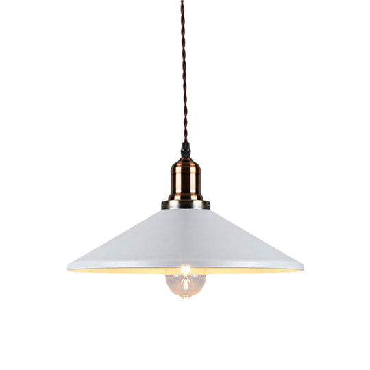 Stylish Cone/Saucer/Dome Shade Pendant Light For Restaurants - White Metal Hanging